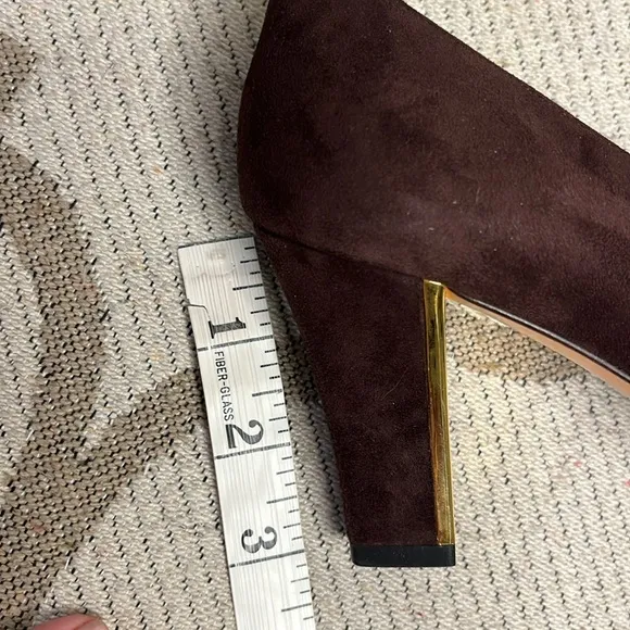 St. John Roberta Brown Suede Shoes with Gold Buckle  Made in Italy Pumps