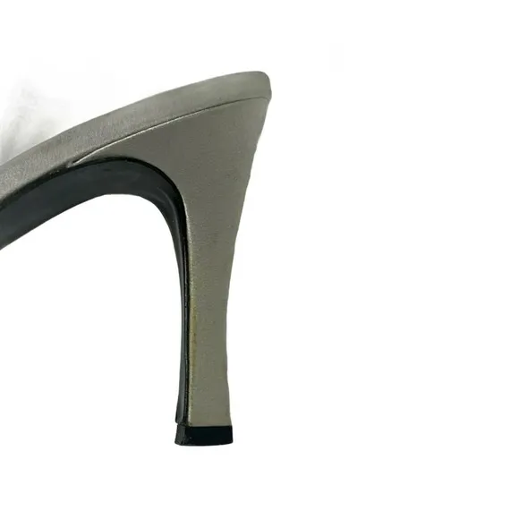 St. John Women's Shoes Pumps Heels Sling Back Metallic Silver Italian Size 9