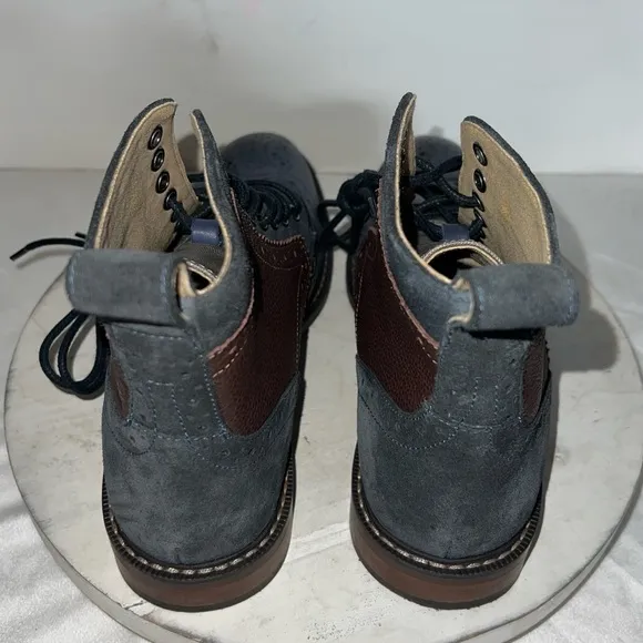 Stacy Adams FINNEGAN WINGTIP LACE UP BOOTS Navy Brown Leather Men’s Size 7.5