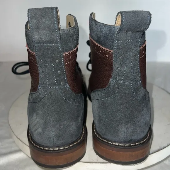 Stacy Adams FINNEGAN WINGTIP LACE UP BOOTS Navy Brown Leather Men’s Size 7.5