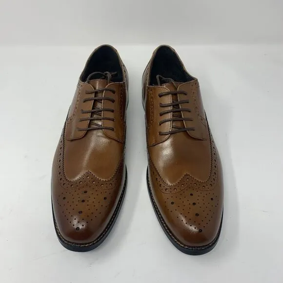 Stacy Adams Garrison 24916-221 Dress Shoes Mens 9.5M Cognac Wingtip Oxford S0664