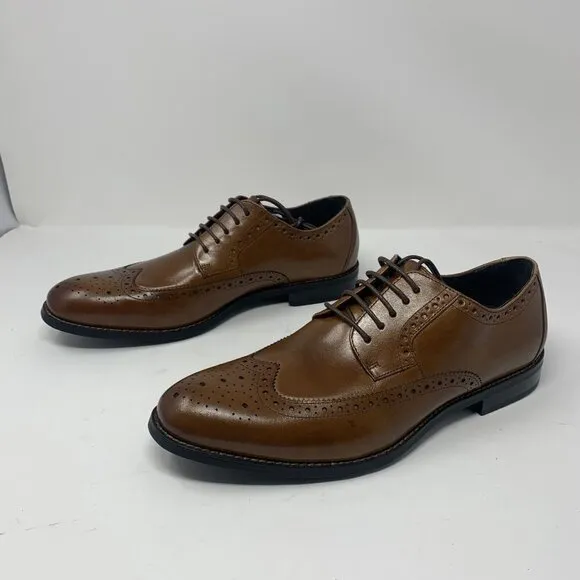 Stacy Adams Garrison 24916-221 Dress Shoes Mens 9.5M Cognac Wingtip Oxford S0664