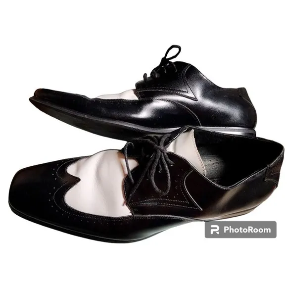 Stacy Adams Leather Oxford Wingtip Black/White Size 11.5 Pachuco