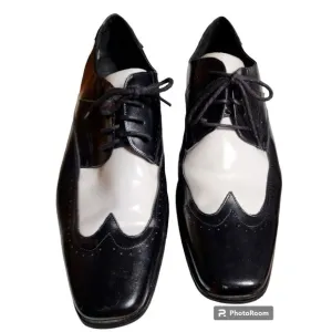 Stacy Adams Leather Oxford Wingtip Black/White Size 11.5 Pachuco