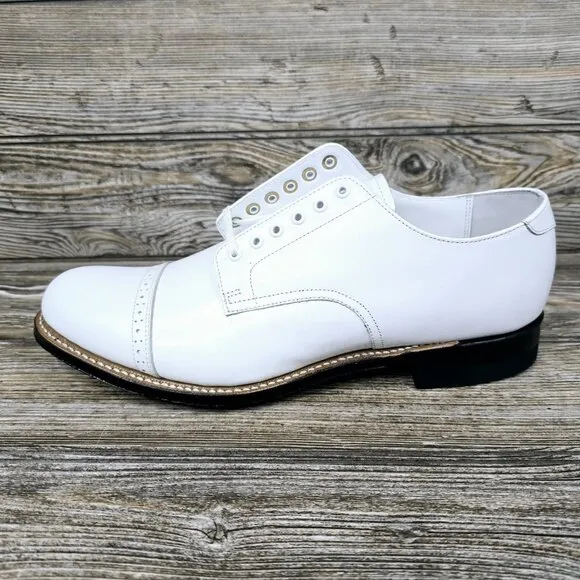 Stacy Adams Men Dress Classic Cap Toe Oxford Lace Shoes White Madison Men's 8D