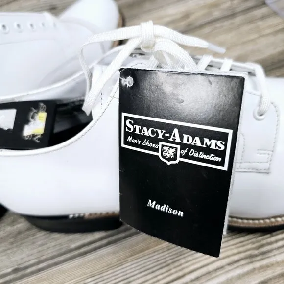 Stacy Adams Men Dress Classic Cap Toe Oxford Lace Shoes White Madison Men's 8D