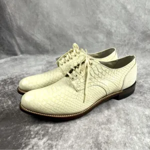 Stacy Adams Mens White Sz 10 Madison Oxford Snakeskin Print Leather Plain Toe