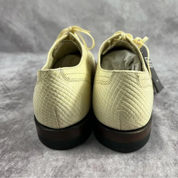 Stacy Adams Mens White Sz 10 Madison Oxford Snakeskin Print Leather Plain Toe