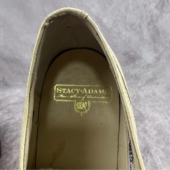 Stacy Adams Mens White Sz 10 Madison Oxford Snakeskin Print Leather Plain Toe