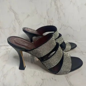 Staud Open Toe Rhinestone Heel Mule Sandals Black Size 36.5