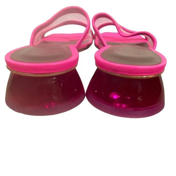 Staud Simone Mule Pink Leather Clear Panel square toe low round heel sandals 37