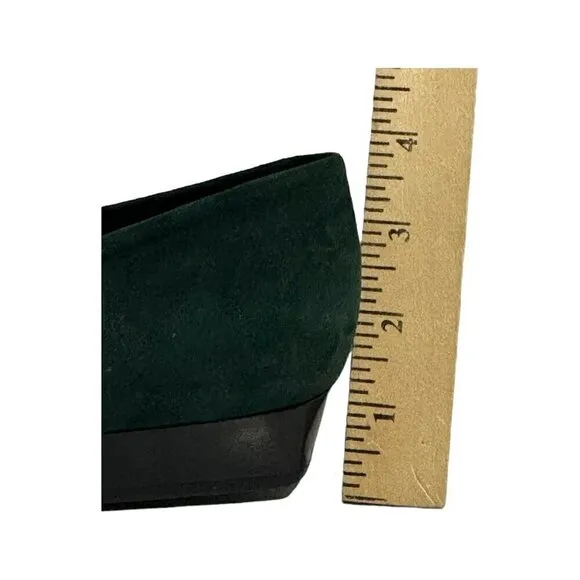 Stephane Kelian Vintage Green Suede Pumps with Bow, Size 8 US,