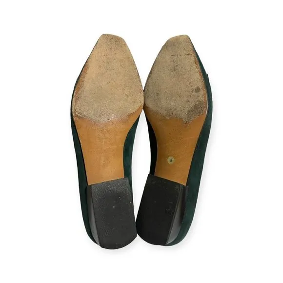 Stephane Kelian Vintage Green Suede Pumps with Bow, Size 8 US,