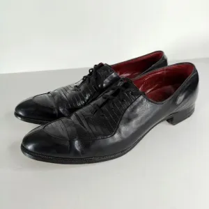 Stetson Genuine Lizard Dress Shoes Men Size 12 Narrow Black Leather 3120