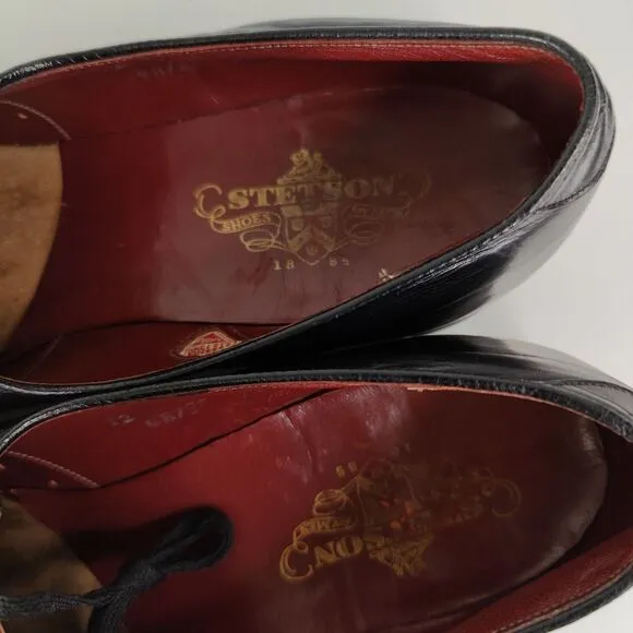 Stetson Genuine Lizard Dress Shoes Men Size 12 Narrow Black Leather 3120
