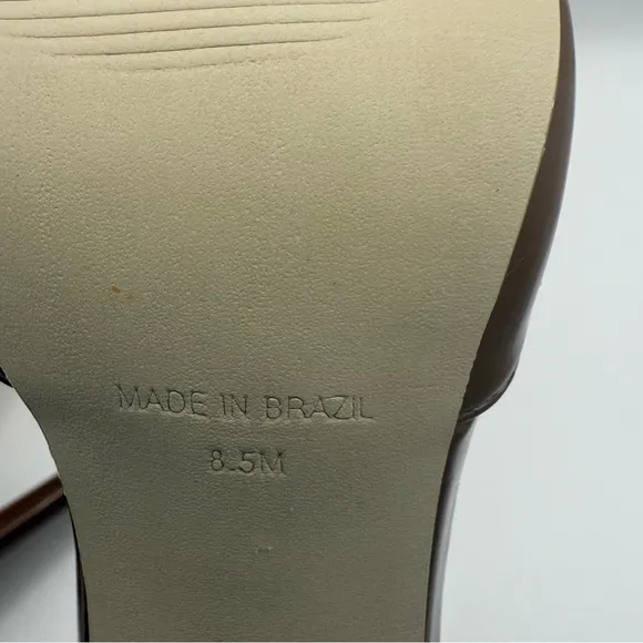 Steve Madden Alisha Heels Brown Patent Leather  Ankle Strap Sz 8.5