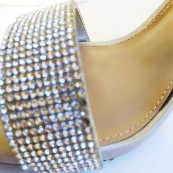 Steve Madden Carrson Silver Crystal Covered Block Heel Sparkly Sandals  Sz 9.5