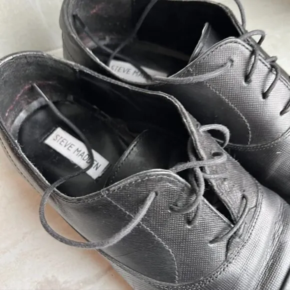 Steve Madden Men’s Black Oxford Dress Shoes FINNCH 10.5