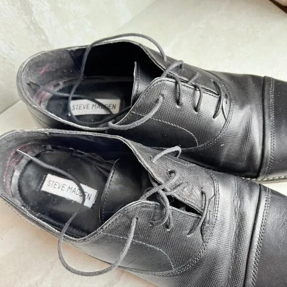 Steve Madden Men’s Black Oxford Dress Shoes FINNCH 10.5