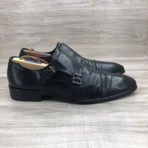 Steve Madden Monk Strap Shoes Mens 9M Black Leather Buckle Dress Shoes
