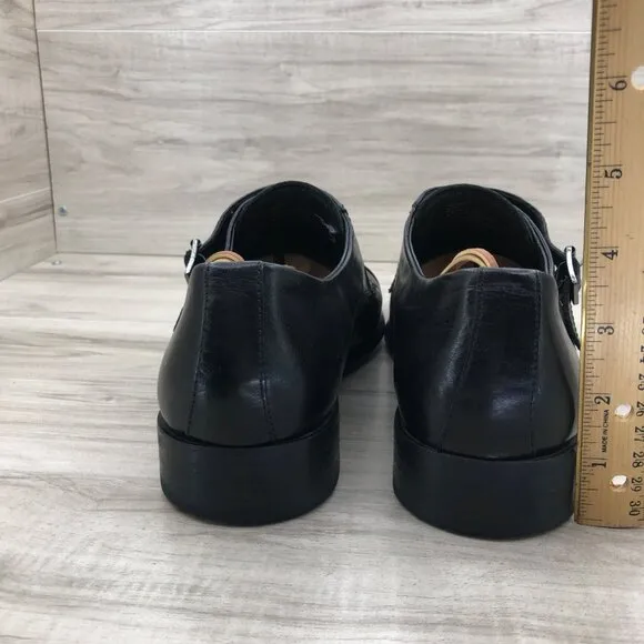 Steve Madden Monk Strap Shoes Mens 9M Black Leather Buckle Dress Shoes