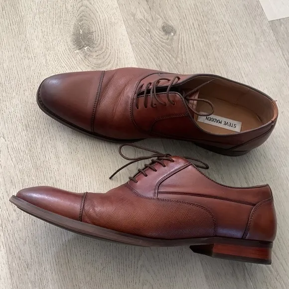 Steve Madden Proctr wingtip Oxfords shoes 10.5 brown tan classic elegant leather