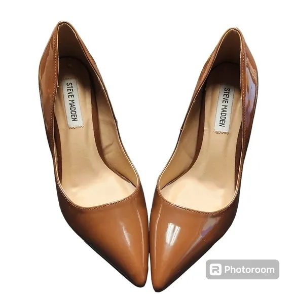Steve Madden Shoes Womens 8 M Altisha Pump Congac Patent Leather Stiletto Heels