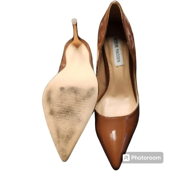 Steve Madden Shoes Womens 8 M Altisha Pump Congac Patent Leather Stiletto Heels