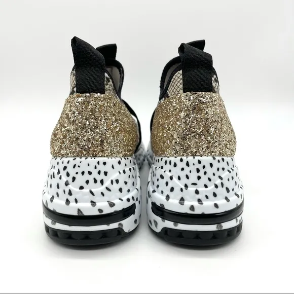 Steve Madden Snake Print Gold Glitter Sneakers