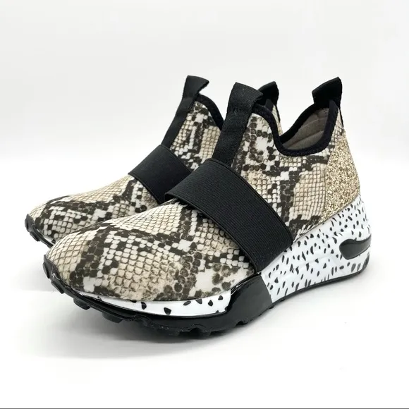 Steve Madden Snake Print Gold Glitter Sneakers