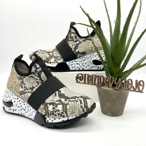 Steve Madden Snake Print Gold Glitter Sneakers