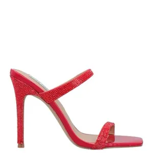 Steve Madden Vacate Red Textile Glass Upper Patent High Heel Designer Sandals'