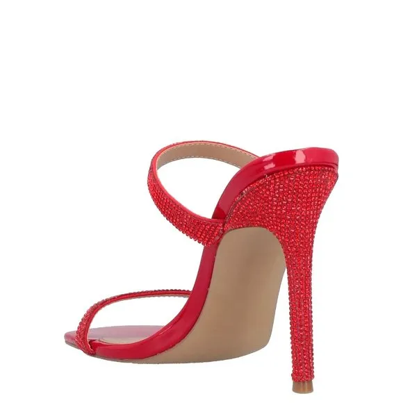 Steve Madden Vacate Red Textile Glass Upper Patent High Heel Designer Sandals'