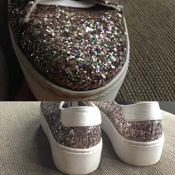 Steve Madden Wedged Sneakers Bling Glitter Shoes
