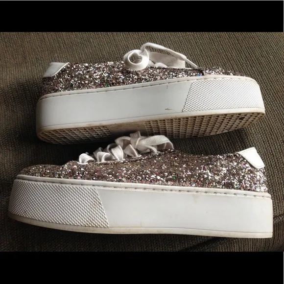 Steve Madden Wedged Sneakers Bling Glitter Shoes