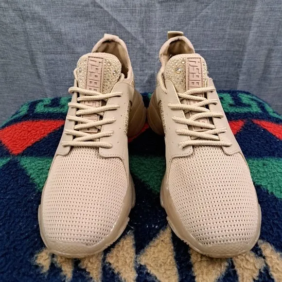 Steve Madden Woman Glitter Beaded Shoes Maxima Sneaker 8.5M