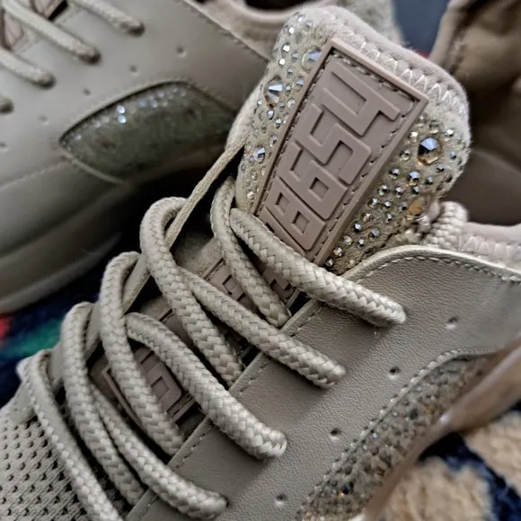 Steve Madden Woman Glitter Beaded Shoes Maxima Sneaker 8.5M