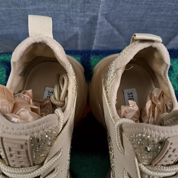 Steve Madden Woman Glitter Beaded Shoes Maxima Sneaker 8.5M