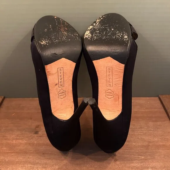 Steve Madden Womens Black Bow Slip On 4.5&quot; Stiletto Heels Size 8M