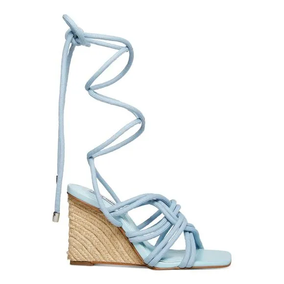 STEVE MADDEN Womens Light Blue Idolized Square Toe Wedge Espadrille Shoes 6.5 M