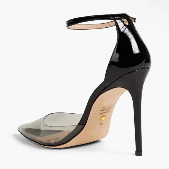 Stuart Weitzman 100 Black Patent PVC Pumps Size 9