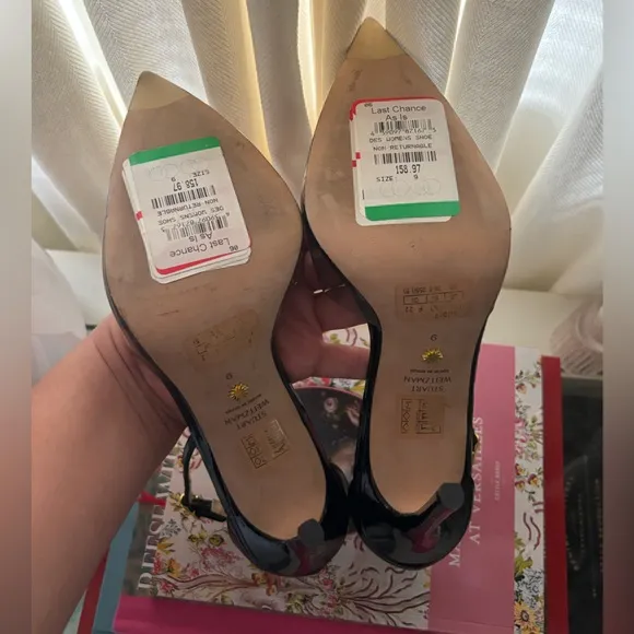 Stuart Weitzman 100 Black Patent PVC Pumps Size 9