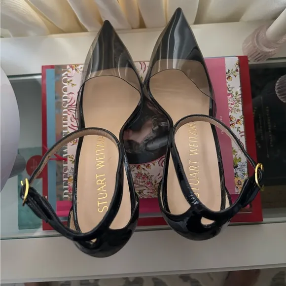 Stuart Weitzman 100 Black Patent PVC Pumps Size 9