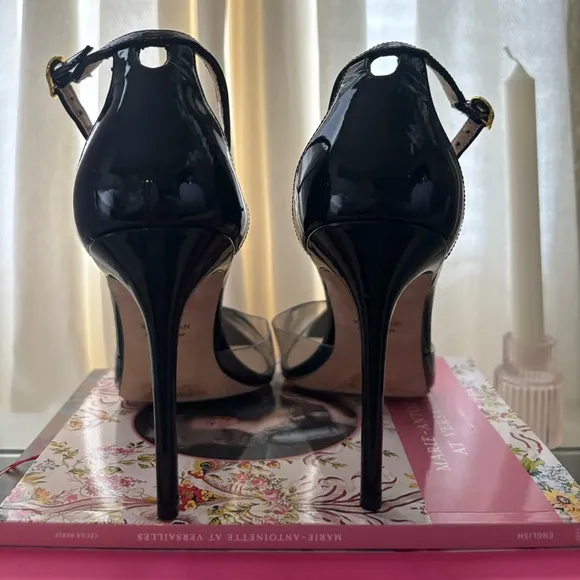 Stuart Weitzman 100 Black Patent PVC Pumps Size 9