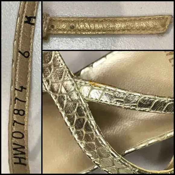 Stuart Weitzman 6 Midtanga Bali Snake Kitten Heel Sandal Champagne Gold Metallic