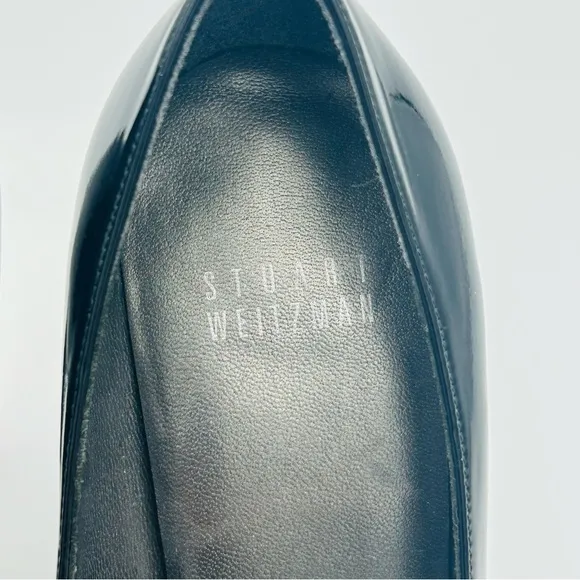 Stuart Weitzman 7 Black Patent Leather Round Toe Stiletto 4.5”Heel 1/2” Platform