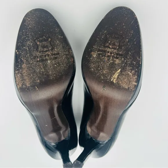 Stuart Weitzman 7 Black Patent Leather Round Toe Stiletto 4.5”Heel 1/2” Platform