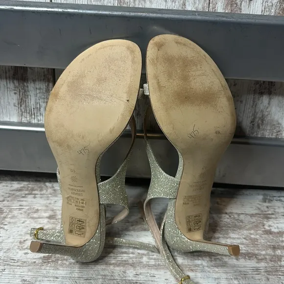 STUART WEITZMAN Align 95 Glitter Sandal In Gold size 10