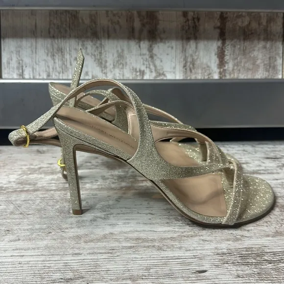 STUART WEITZMAN Align 95 Glitter Sandal In Gold size 10