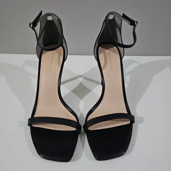 Stuart Weitzman Amelina 95 Sandal Stiletto Heel Black Leather Size 11